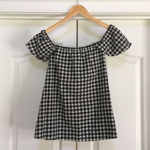 Black and White Off the Shoulder J.Crew Top